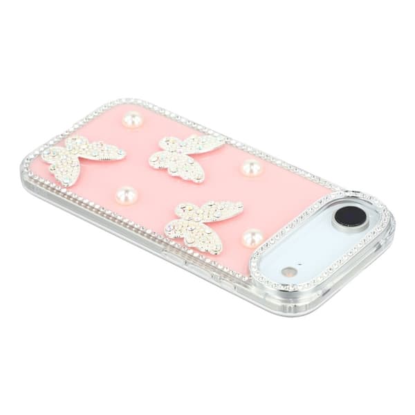 Mobilskal till iPhone Air Rhinestone Edge Pearl Butterfly Rosa