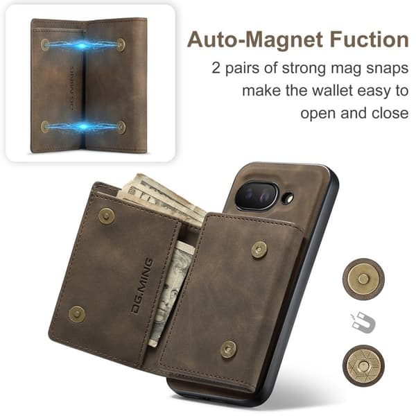 DG.MING M1 Series Mobilskal till Google Pixel 9a Kickstand PU - Brun