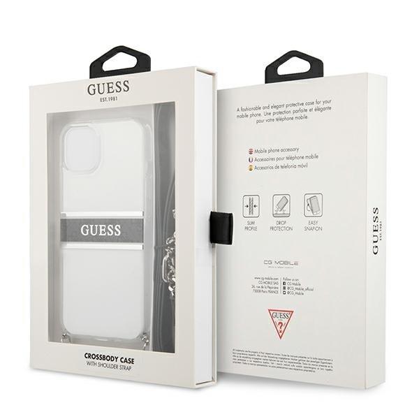 Guess 4G Gray Strap Silver Chain Skal iPhone 13 mini - Transpare Silver