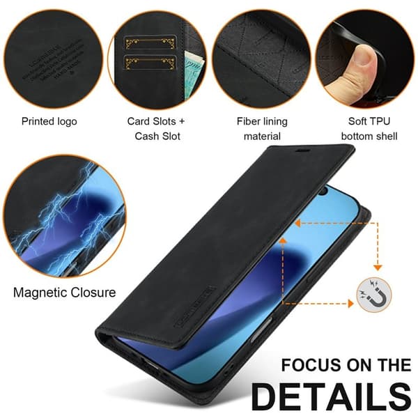LC.IMEEKE iPhone Air Plånboksfodral Konstläder- Svart