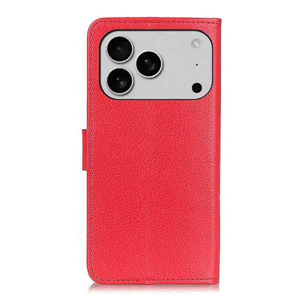 iPhone 17 Pro Plånboksfodral Litchi Texture - Röd Röd