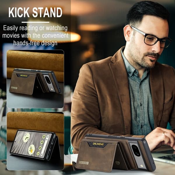 DG.MING M2 Series Mobilskal till Google Pixel 8a Detachable Wallet Brun