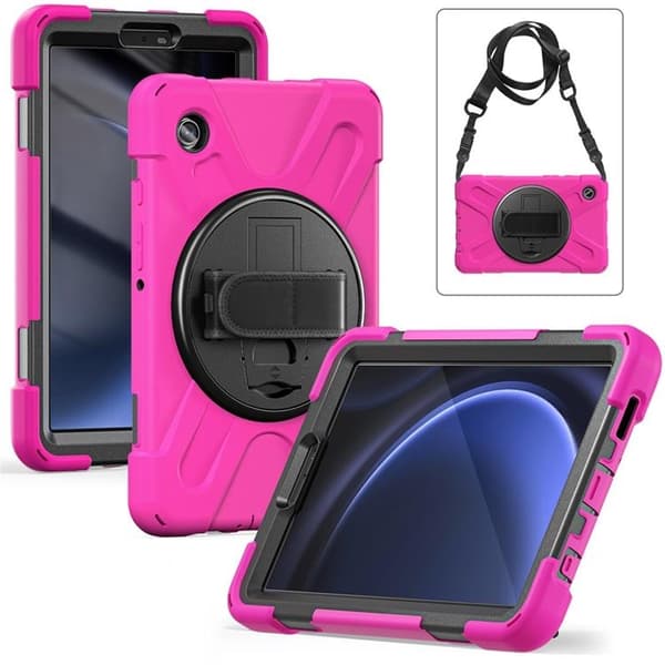 Mobilskal till Galaxy Tab A9 Kickstand Handrem Med Axelrem Rosa
