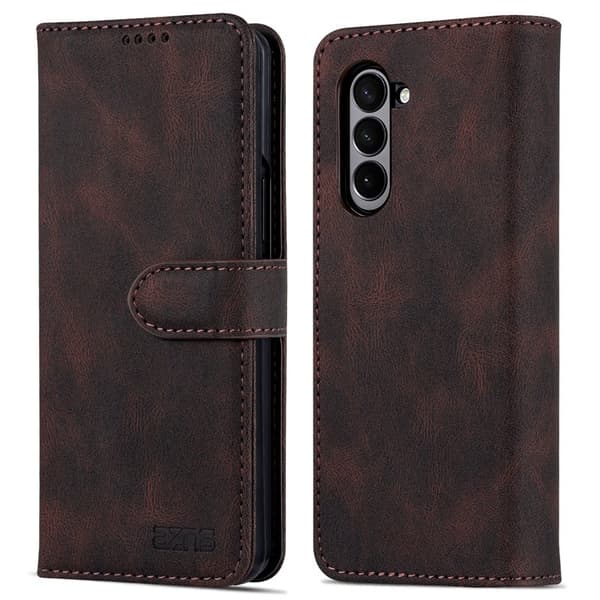 AZNS Samsung Galaxy Z Fold6 Plånboksfodral Konstläder - Brun