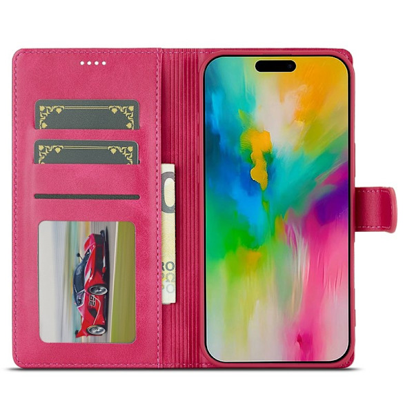 LC.IMEEKE iPhone 16 Plus Plånboksfodral Konstläder - Rosa