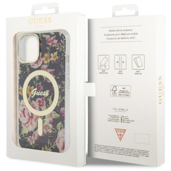 Guess iPhone 14 Plus Mobilskal MagSafe Flower - Svart Svart