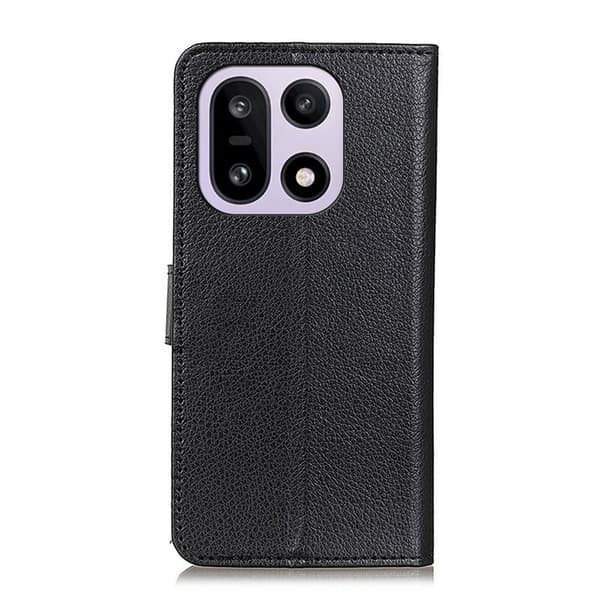 OnePlus 15 5G Plånboksfodral Litchi Texture Konstläder Svart