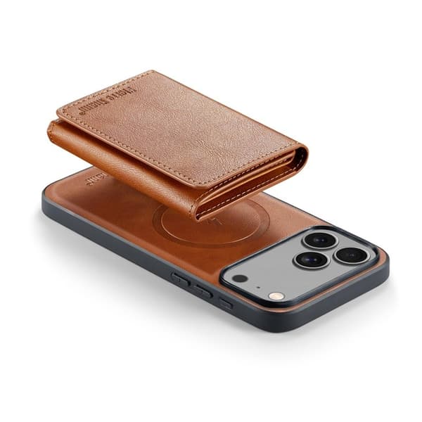 FIERRE SHANN FS030 iPhone 17 Pro Plånboksfodral Konstläder - Brun Brun