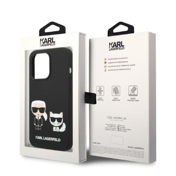 Karl Lagerfeld iPhone 14 Pro Skal Magsafe Silicone Karl & Choupette - Svart Svart