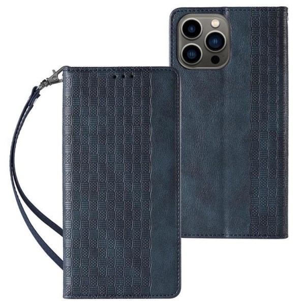 Galaxy S23 Ultra Wallet Case Magnet Strap - Blå