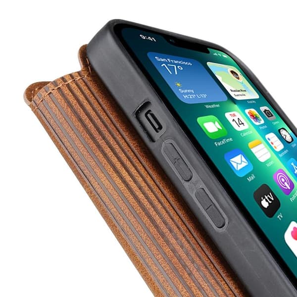 BOOM iPhone 14 Plus Plånboksfodral Calfskin - Brun Brun