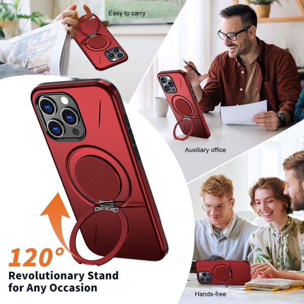Mobilskal till iPhone 14 Pro MagSafe Rotating Kickstand TPU + PC Röd