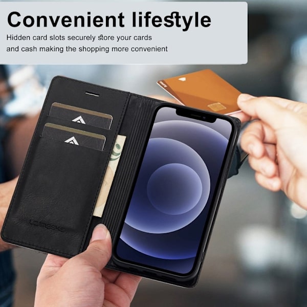 LC.IMEEKE iPhone 11 Plånboksfodral Konstläder - Svart