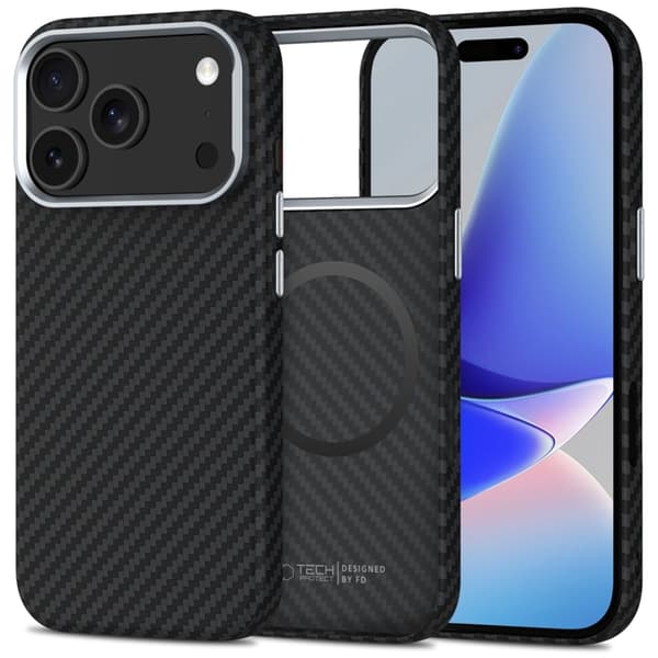 Tech-Protect Telefontaske til iPhone 17 Pro Max Magsafe Carbon - Sort/Sølv Svart