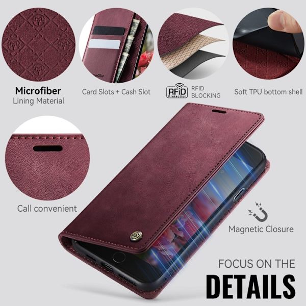 CASEME 033 Mobilskal för iPhone 7 Plus/8 Plus/6 Plus Röd