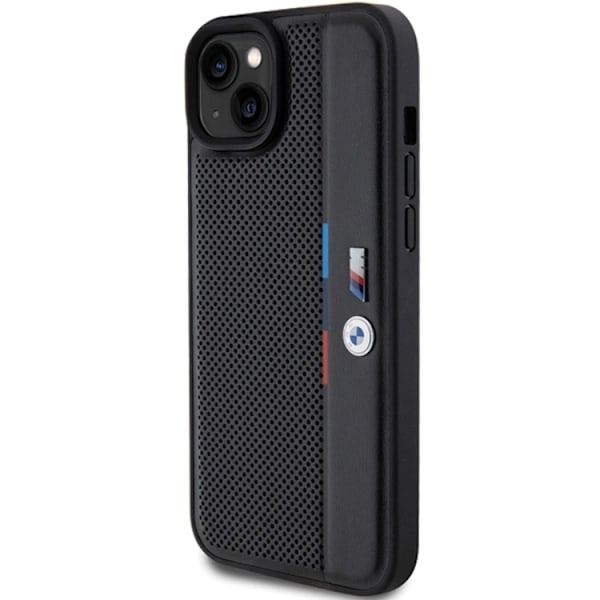 BMW iPhone 15/14 Plus Mobilskal Perforated Tricolor Line - Svart Svart