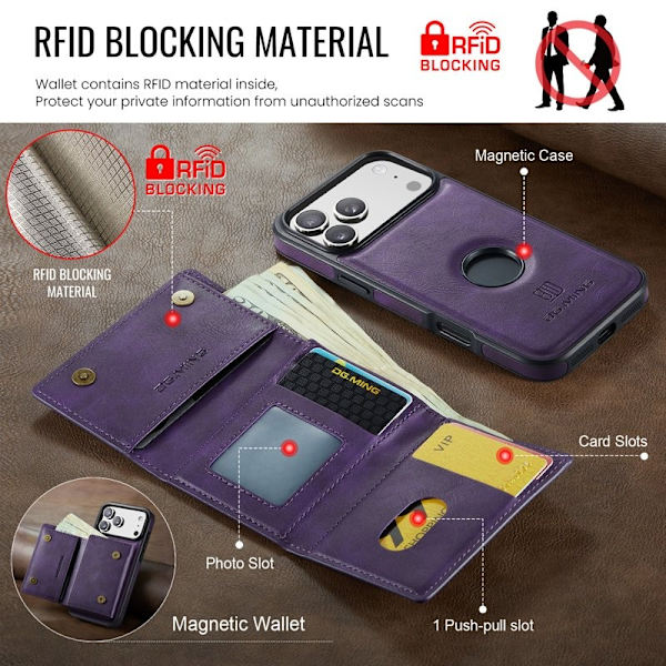 DG.MING M6 Series Mobilskal till iPhone 17 Pro Max Magnetiskt Lila