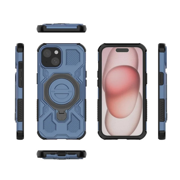 Mobilskal till iPhone 15 Plast Shockproof Med Ställ - Blå Blå