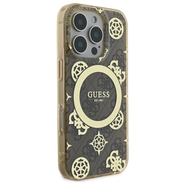 Guess Mobilskal till iPhone 16 Pro MagSafe IML Peony On 4G - Brun Brun