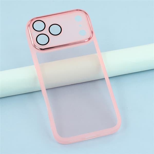 Mobilskal till iPhone 17 Pro Max Electroplated Kameraram - Transparent Rosa Rosa