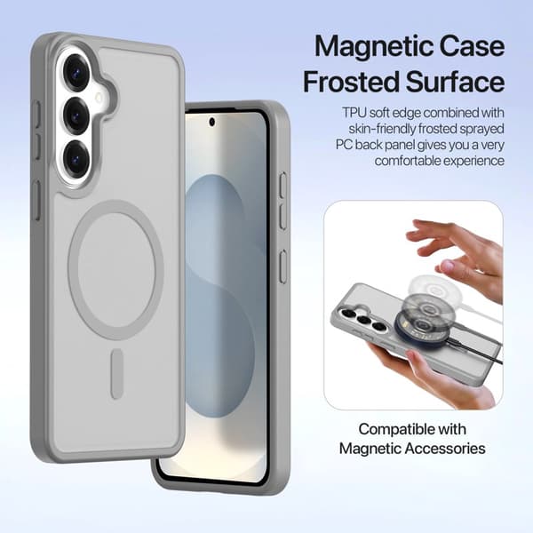 Dux Ducis Plånboksfodral för Samsung Galaxy S26 Plus Äkta läder Magnetiskt - Grå