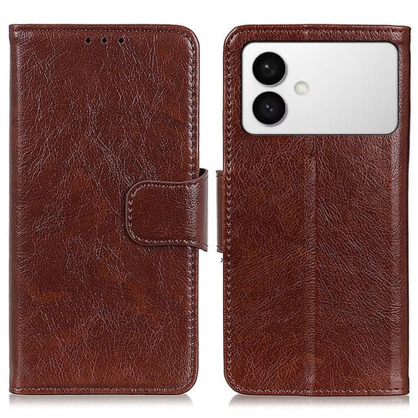 Nappa Samsung Galaxy S26 Edge Plånboksfodral Äkta Läder - Brun