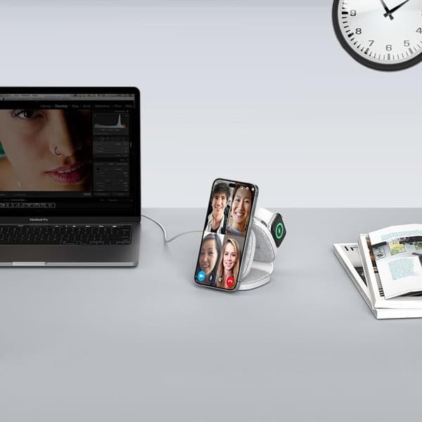 Tech-Protect 3-in-1 Trådlös Laddare Magsafe iPhone Apple Watch AirPods Grå
