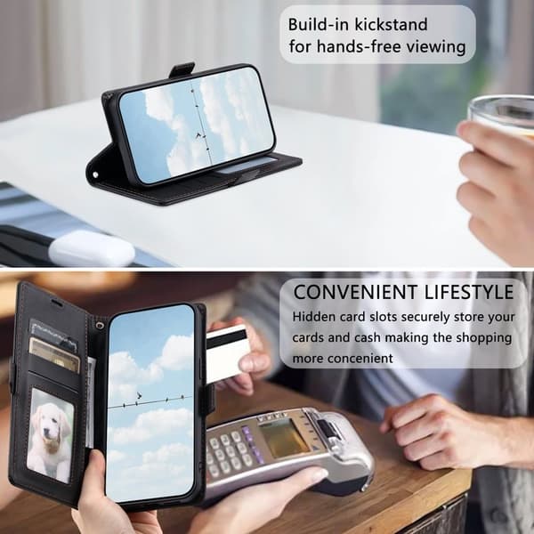 Samsung Galaxy S26/S26 Pro Plånboksfodral Konstläder Rhombus - Svart
