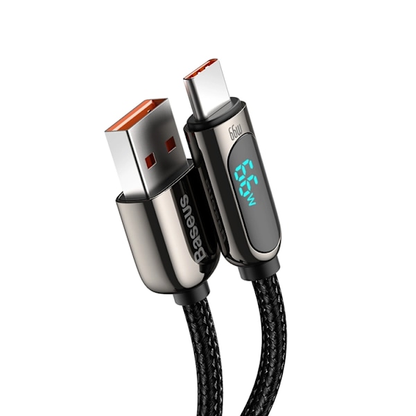 BASEUS USB-C till USB-A kabel 66W 1m Display Snabb Svart