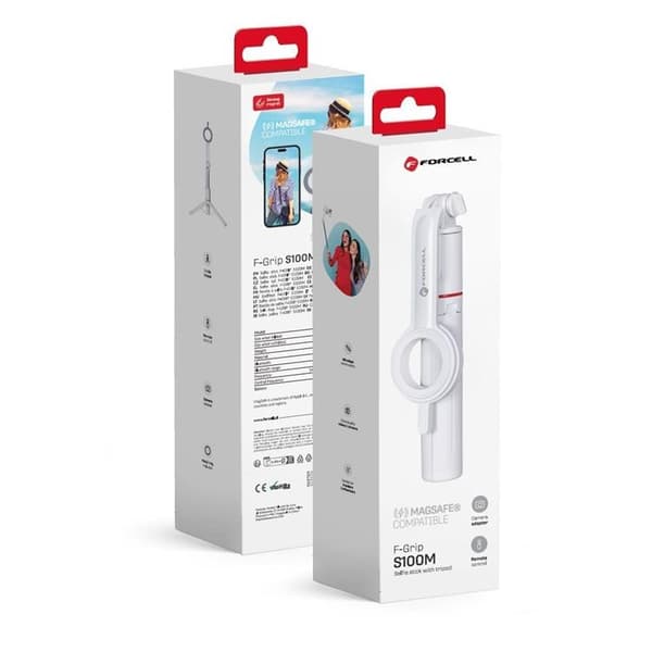 Forcell MagSafe Selfiestick Med Trådlös Kontroll F-Grip - Vit