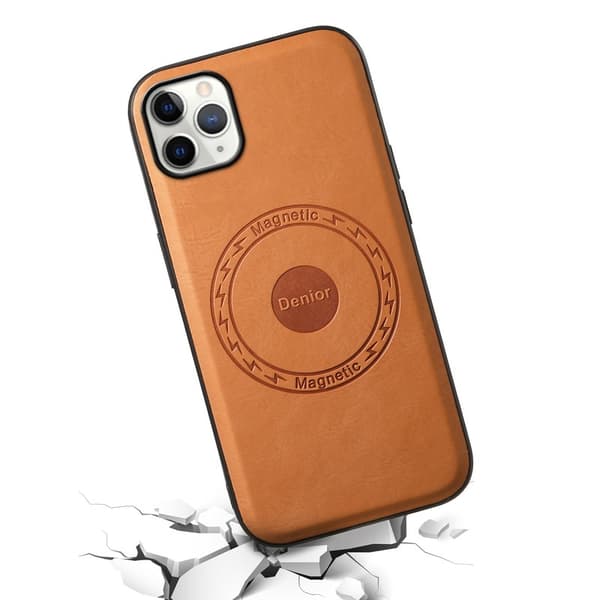 DENIOR Mobilskal till iPhone 11 Pro Max PU-läder Coated PC+TPU - Khaki