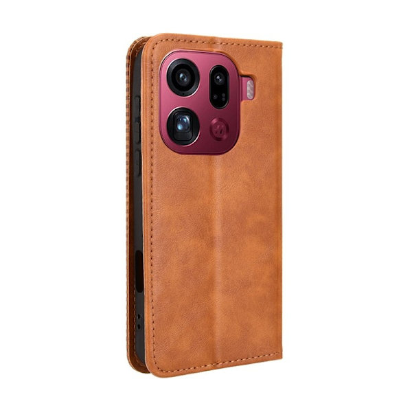 Oppo Find X9 Pro 5G Plånboksfodral Konstläder Retro Textur - Brun