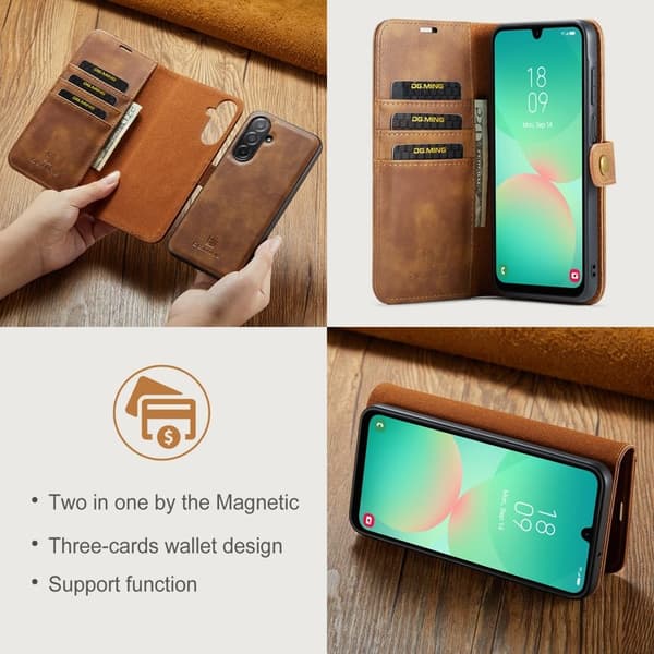 DG.MING Samsung Galaxy A26 5G Plånboksfodral Äkta läder - Brun