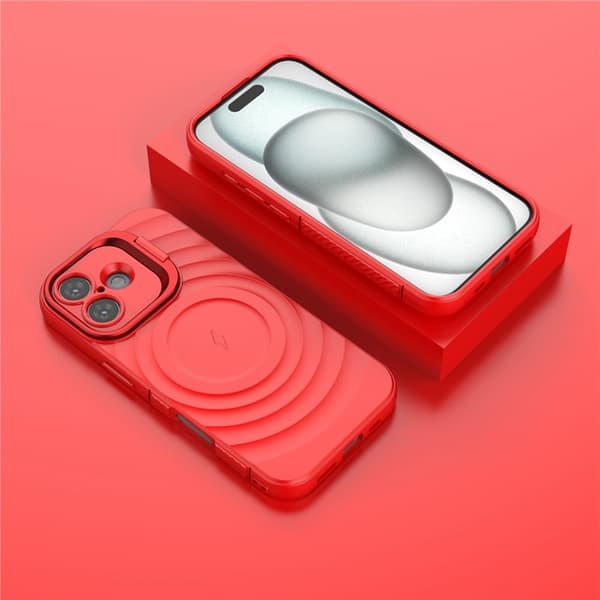 Mobilskal till iPhone 17 MagSafe Ripple Texture Kickstand - Röd Röd