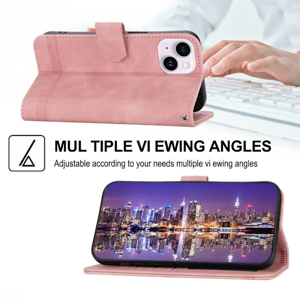 DIERFENG DF-03 iPhone 14 Plus Plånboksfodral Konstläder - Rosa