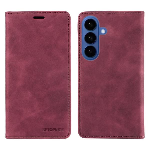 BETOPNICE Samsung Galaxy S26 Plus Plånboksfodral Konstläder RFID-Skydd - Röd