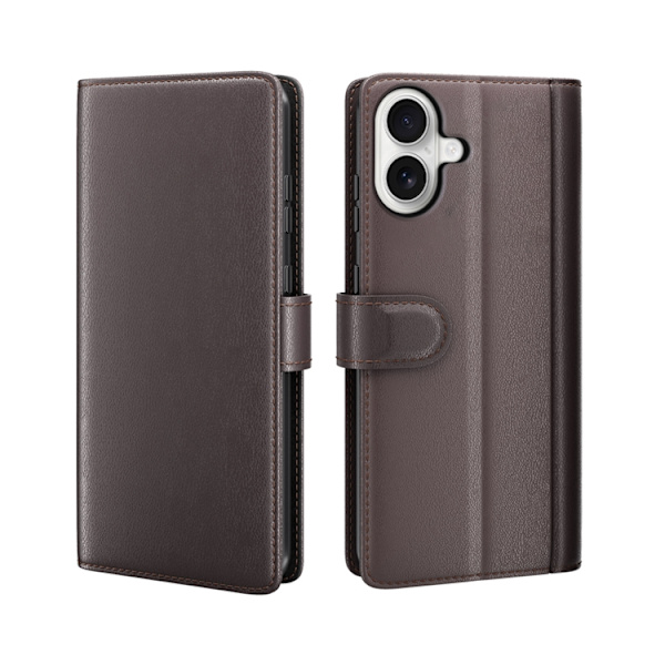 iPhone 17 Plånboksfodral Äkta Läder - Brun Brun