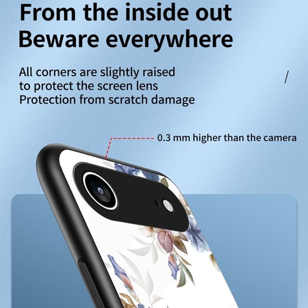Mobilskal till iPhone Air Floral Pattern TPU + Härdat Glas - Vit Vit