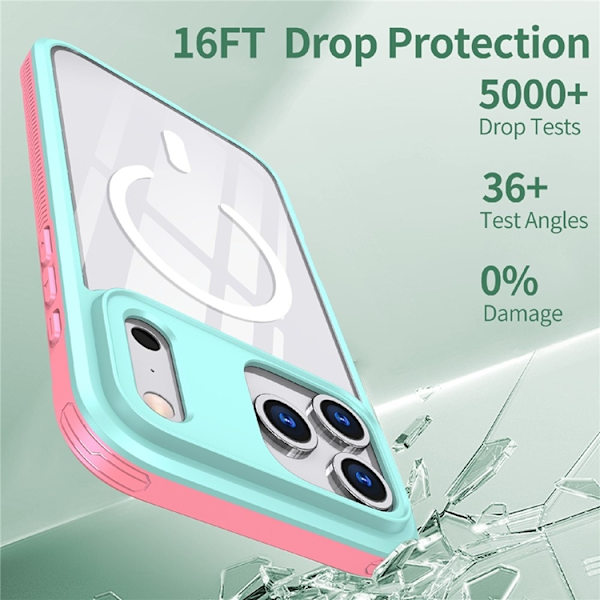 Mobilskal till iPhone 17 Pro Max MagSafe TPU + PC Clear - Blå/Rosa Blå