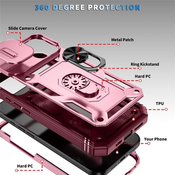 Mobilskal till iPhone 17 Slide Camshield Kickstand - Mörkröd Röd