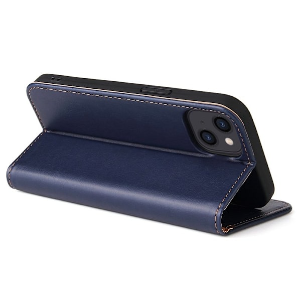 FIERRE SHANN för iPhone 15 Plånboksfodral Stand Konstläder - Blå