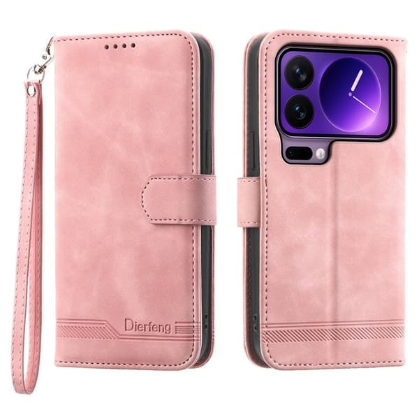 DIERFENG DF-03 Plånboksfodral för Xiaomi 17 Pro Konstläder - Rosa