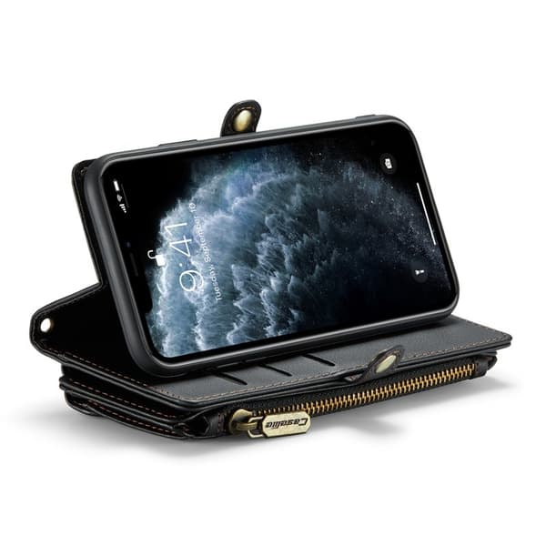 CASEME Plånboksfodral Konstläder för iPhone 11 Pro Max - Svart