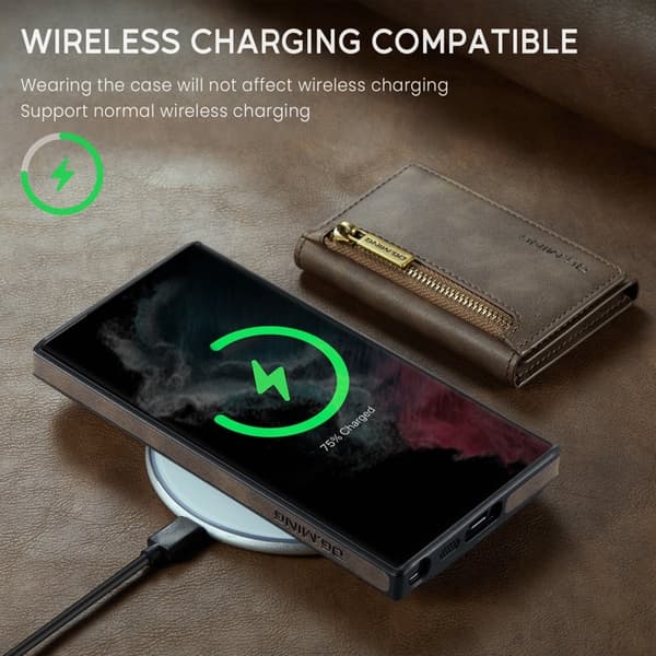 DG.MING Plånboksfodral för Samsung Galaxy S22 Ultra 5G - Brun