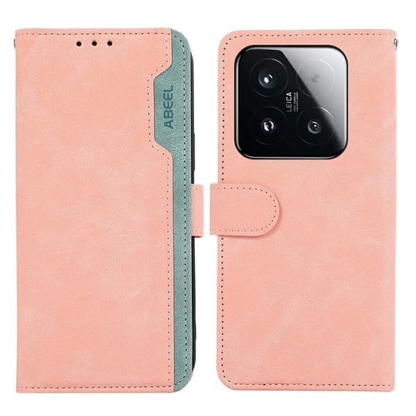 ABEEL Xiaomi 15T Plånboksfodral i Spaltad Konstläder RFID-Skydd - Rosa