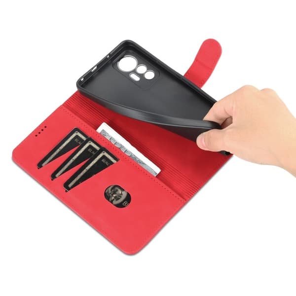 AZNS Xiaomi 12 Lite 5G Plånboksfodral Konstläder - Röd