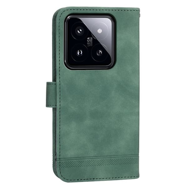 DIERFENG DF-03 Plånboksfodral för Xiaomi 14 Pro Konstläder- Grön