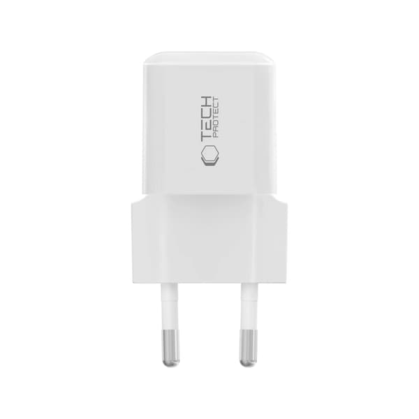 Tech-Protect Vægoplader USB-C 25W - Hvid Vit