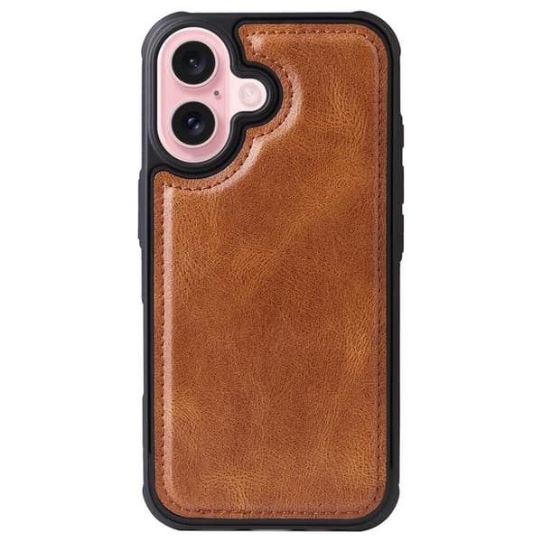 iPhone 17 Konstläder Plånboksfodral Detachable Zipper - Brun Brun