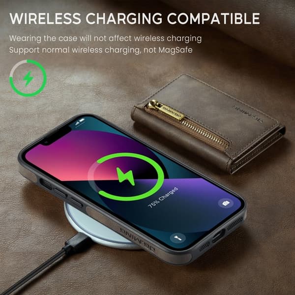 DG.MING M5 Series Mobilskal till iPhone 13 med Ställ - Brun